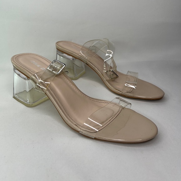 Clear Opened-Toe Block Heels - Picture 1 of 7